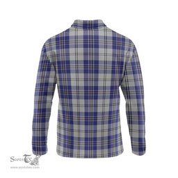 Scottish MacPherson Dress Blue Clan Crest Tartan Polo Long Sleeve Plaid Polo Shirt