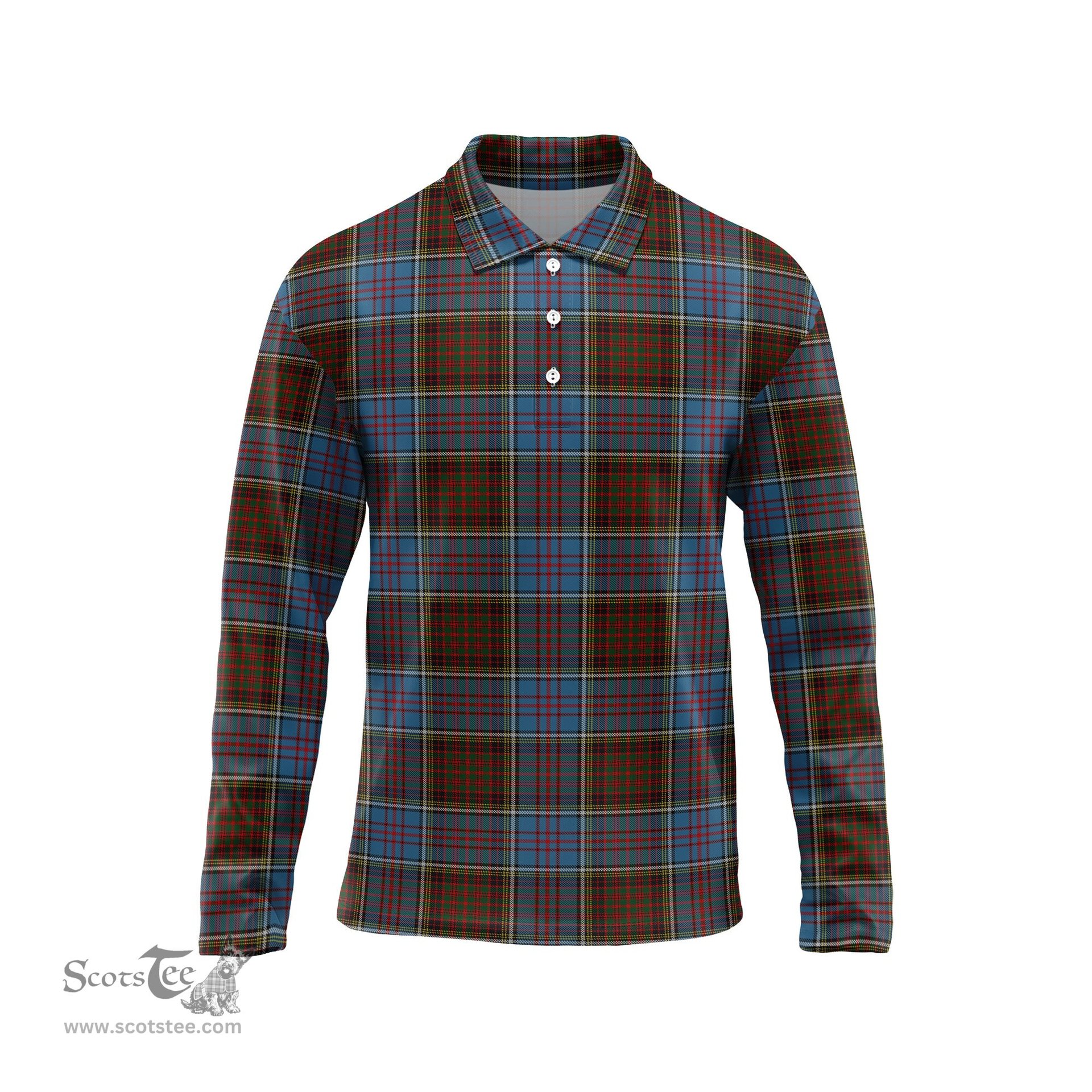 Scottish MacGregor Hastie Tartan Long Sleeve Plaid Polo Shirt