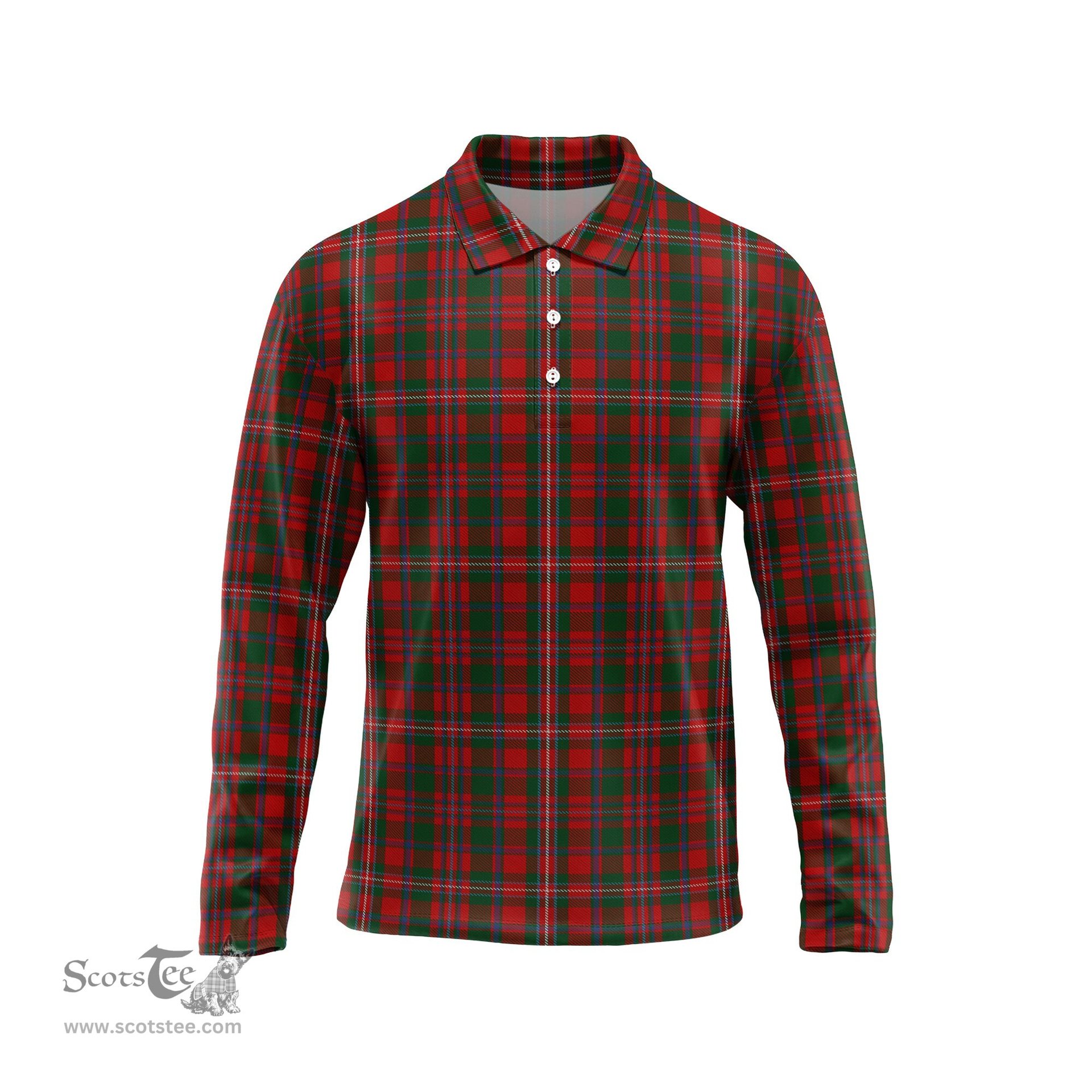 Scottish MacKinnon Tartan Long Sleeve Plaid Polo Shirt