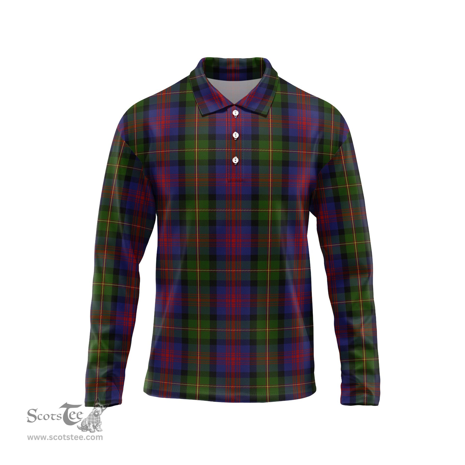 Scottish MacLennan Tartan Long Sleeve Plaid Polo Shirt