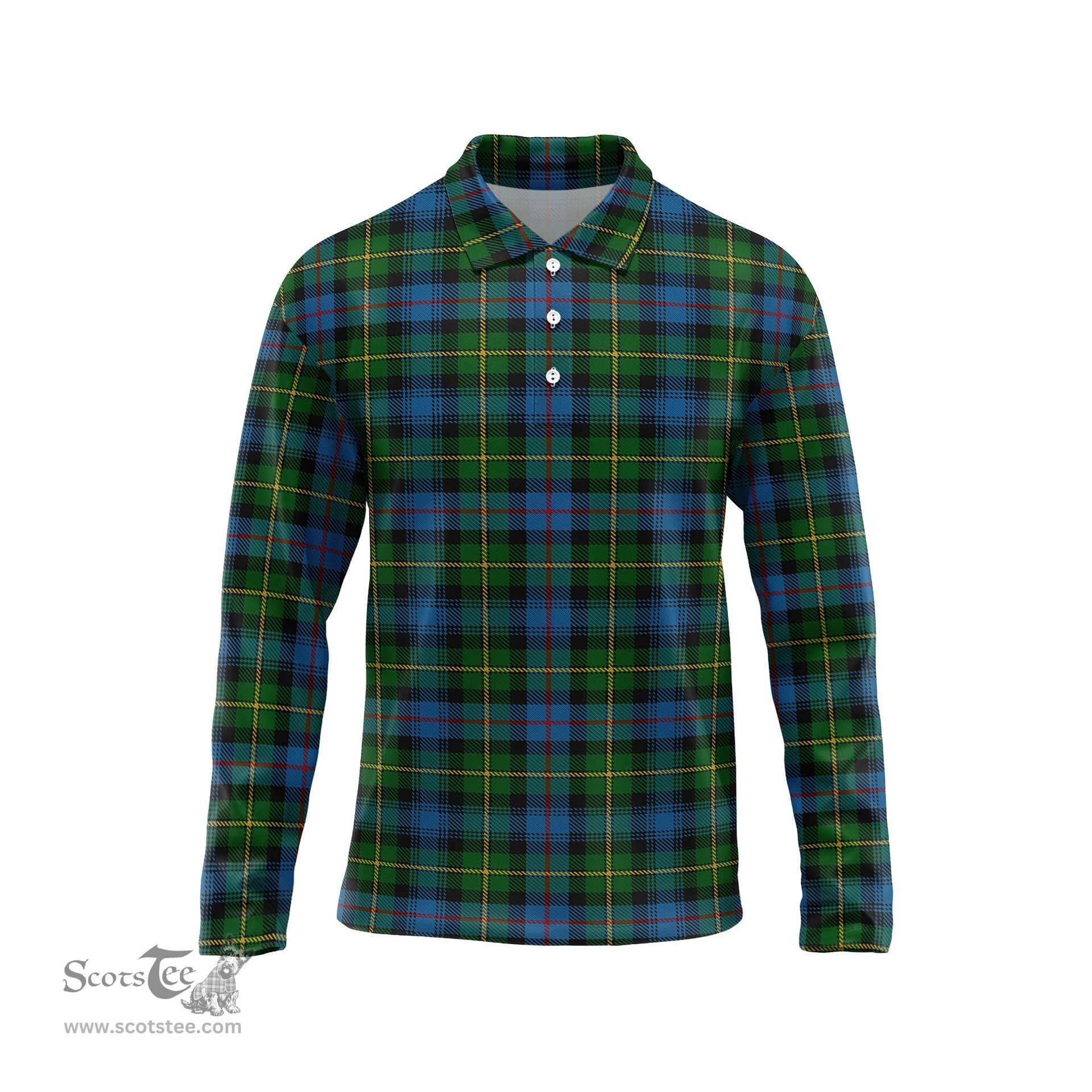 Scottish MacLeod of Skye Tartan Long Sleeve Plaid Polo Shirt