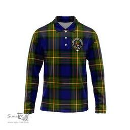 Scottish Moore Clan Crest Tartan Polo Long Sleeve Plaid Polo Shirt