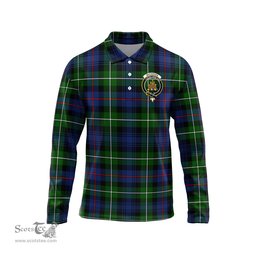 Scottish MacKenzie Modern Clan Crest Tartan Polo Long Sleeve Plaid Polo Shirt