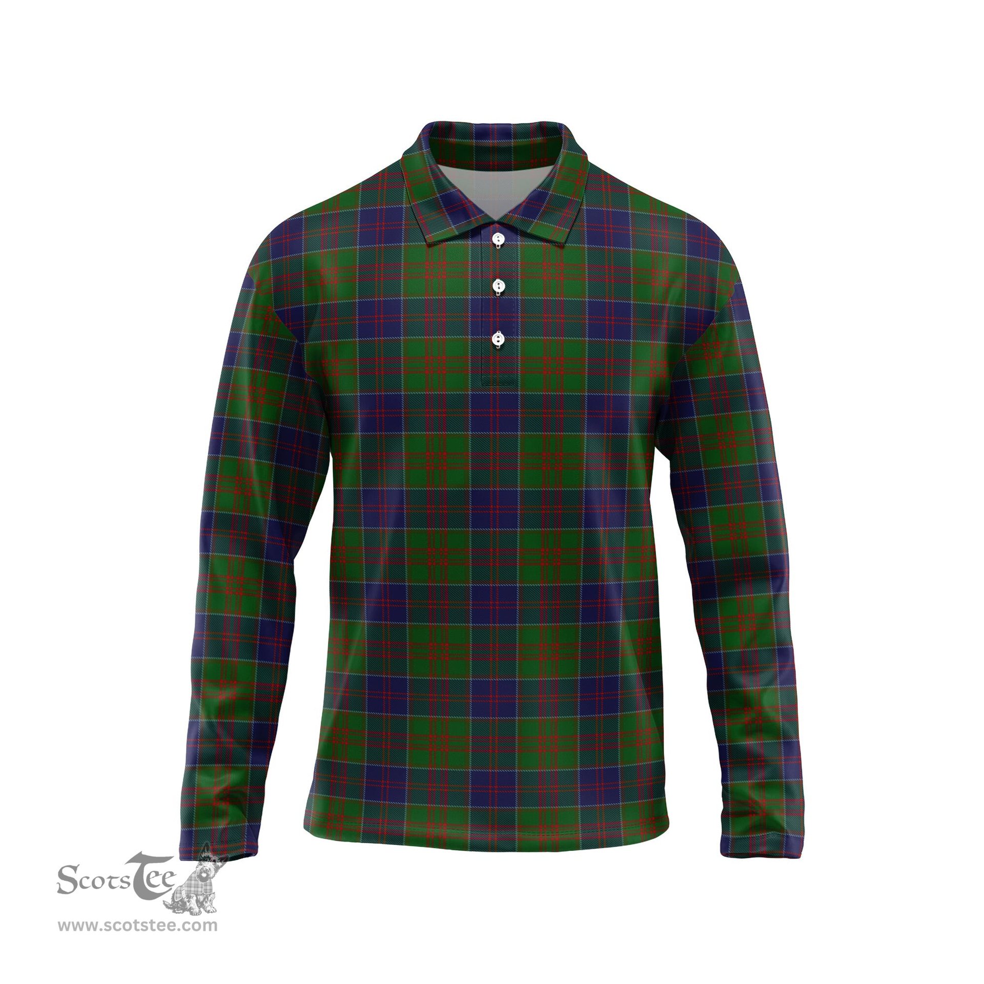 Scottish Stewart of Appin Hunting Tartan Long Sleeve Plaid Polo Shirt