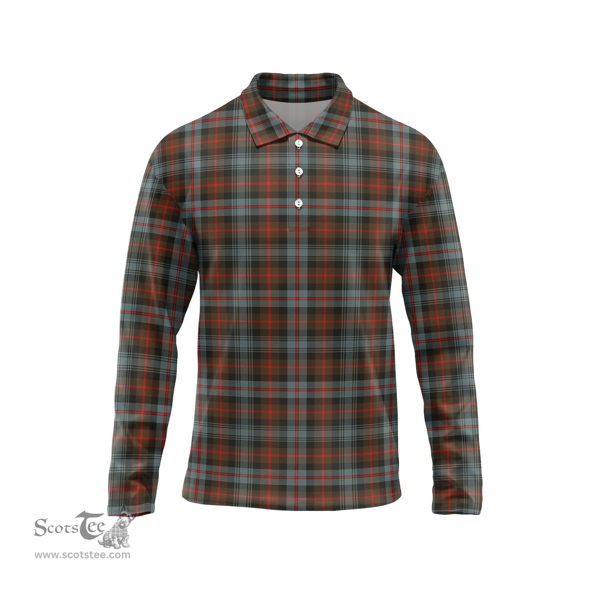 Scottish Murray of Atholl Weathered Tartan Long Sleeve Plaid Polo Shirt