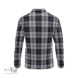 Scottish Menzies Black Dress Clan Crest Tartan Polo Long Sleeve Plaid Polo Shirt