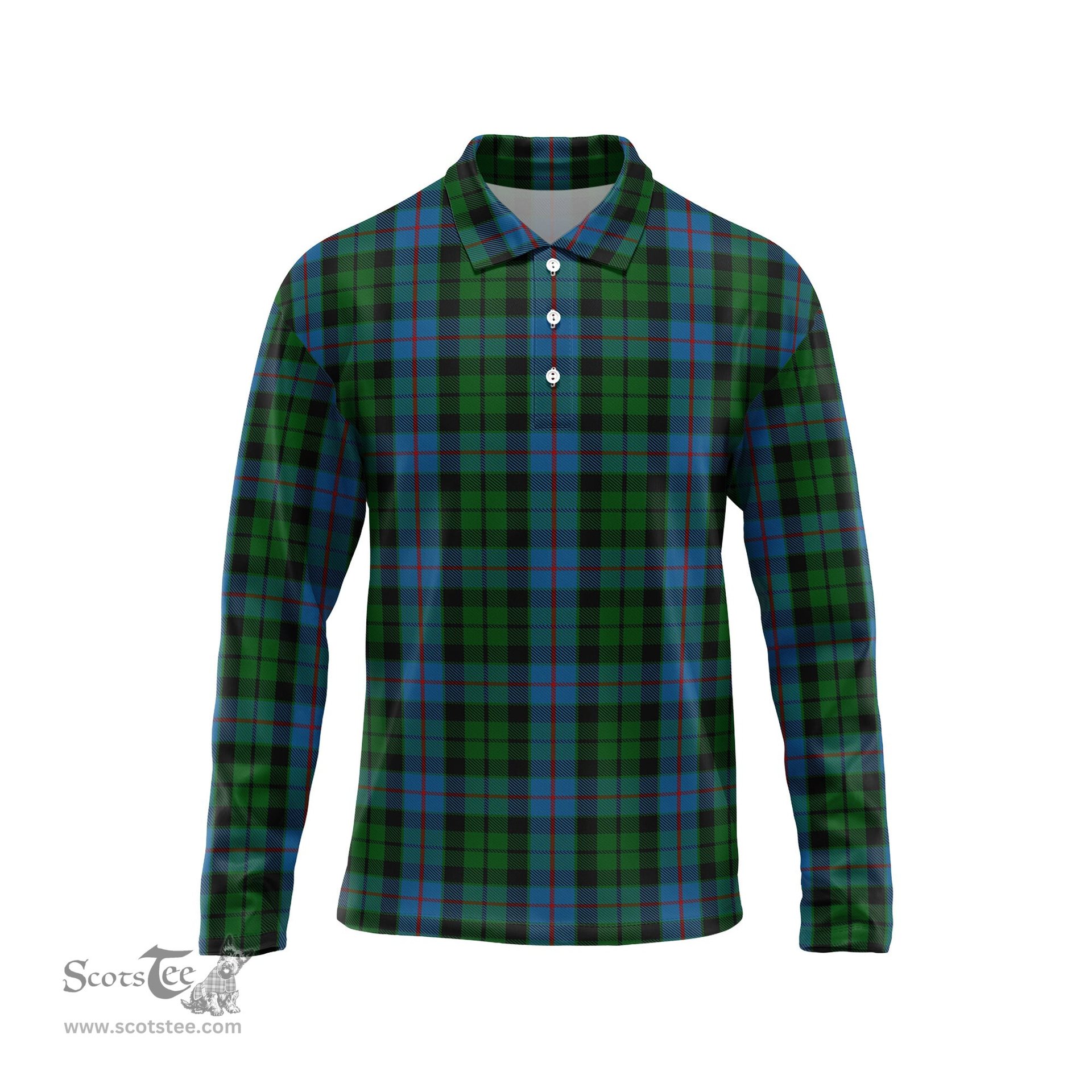 Scottish Morrison Society Tartan Long Sleeve Plaid Polo Shirt