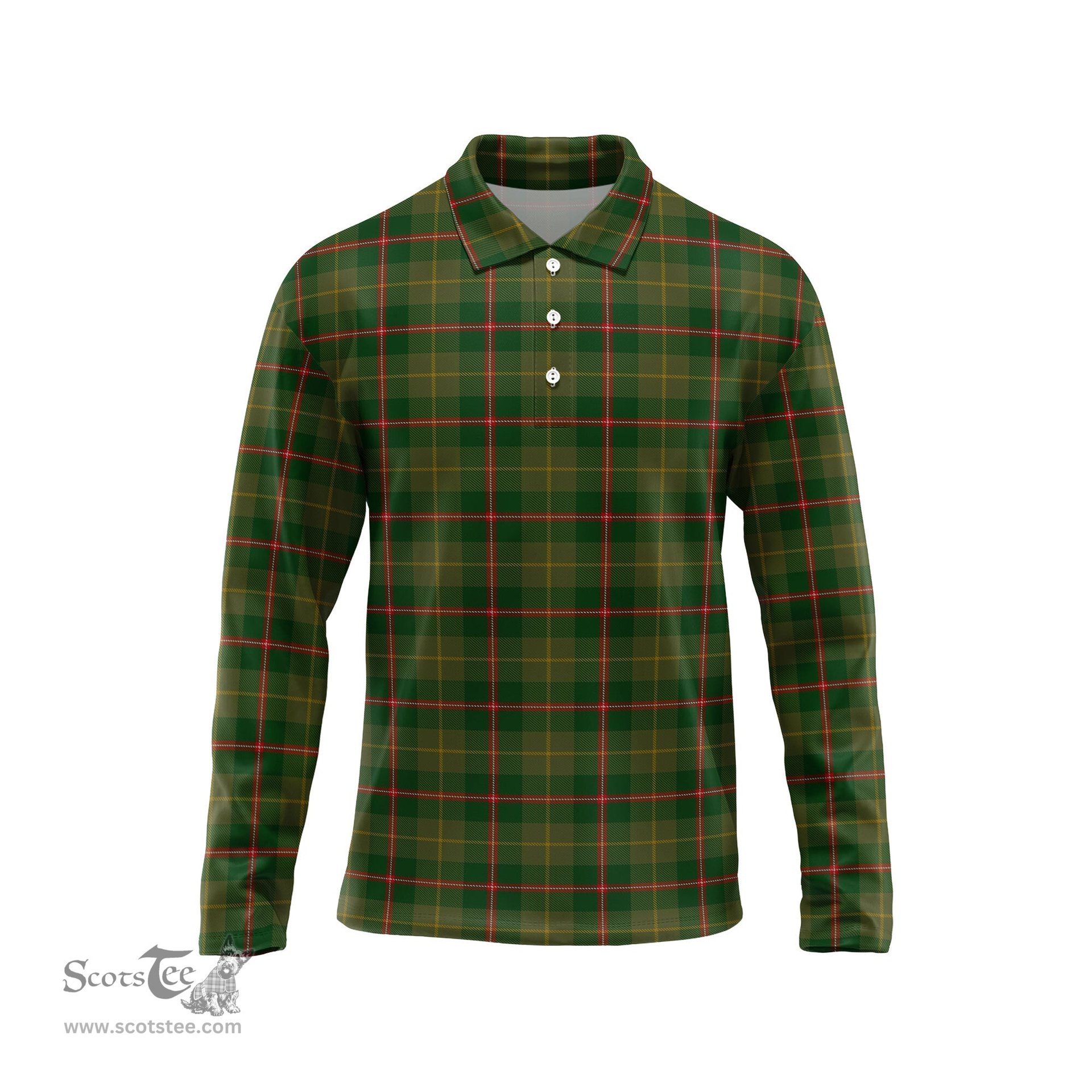 Scottish Symington Tartan Long Sleeve Plaid Polo Shirt