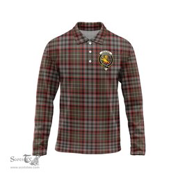 Scottish Nicolson Hunting Weathered Clan Crest Tartan Polo Long Sleeve Plaid Polo Shirt