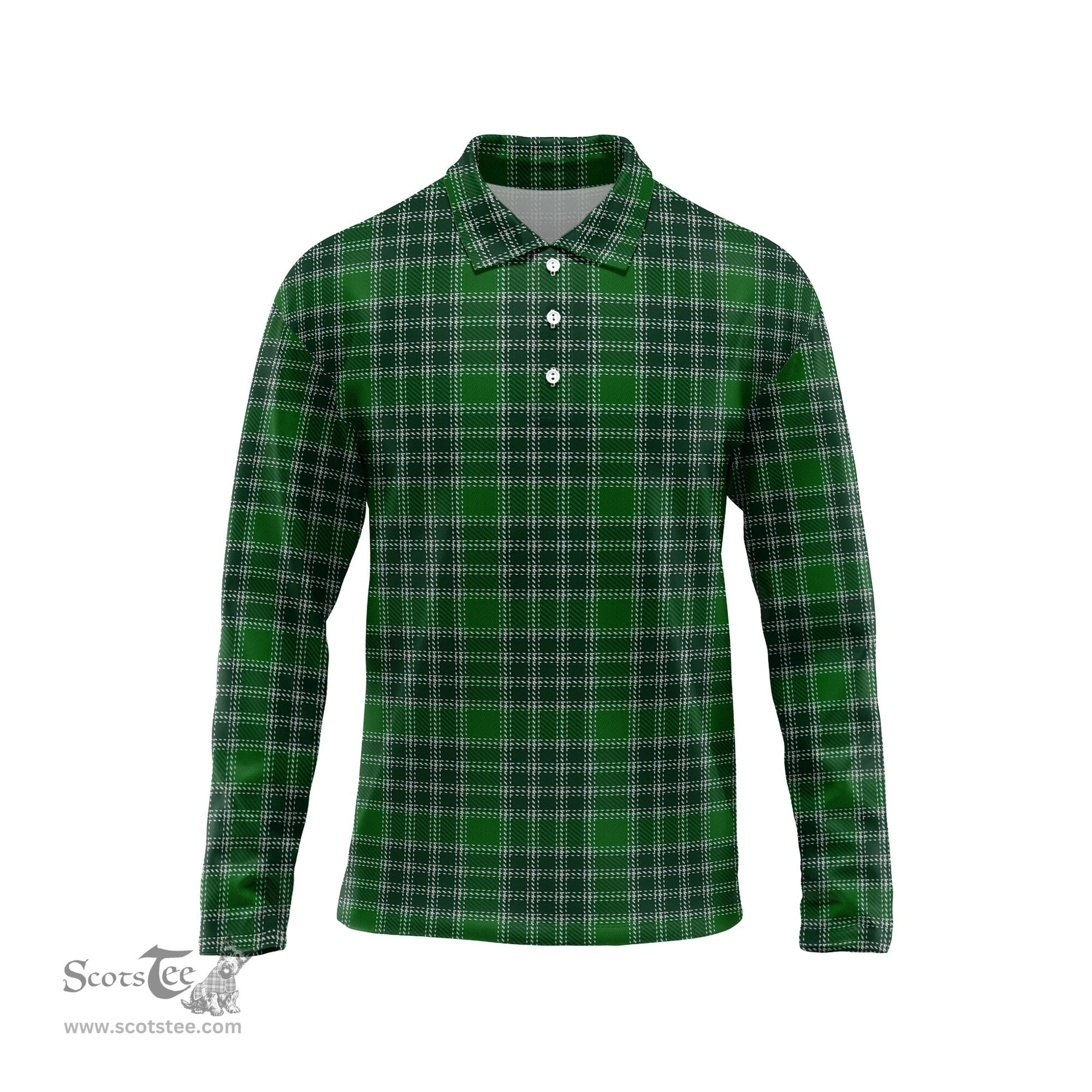 Scottish MacDonald Lord of the Isles Hunting Tartan Long Sleeve Plaid Polo Shirt