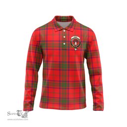Scottish Ross Modern Clan Crest Tartan Polo Long Sleeve Plaid Polo Shirt