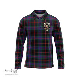 Scottish Nairn Clan Crest Tartan Polo Long Sleeve Plaid Polo Shirt