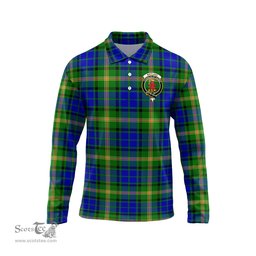 Scottish Maitland Clan Crest Tartan Polo Long Sleeve Plaid Polo Shirt