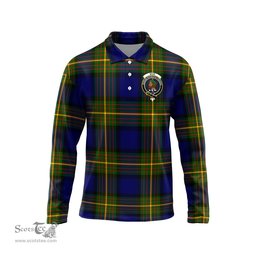 Scottish Muir Clan Crest Tartan Polo Long Sleeve Plaid Polo Shirt