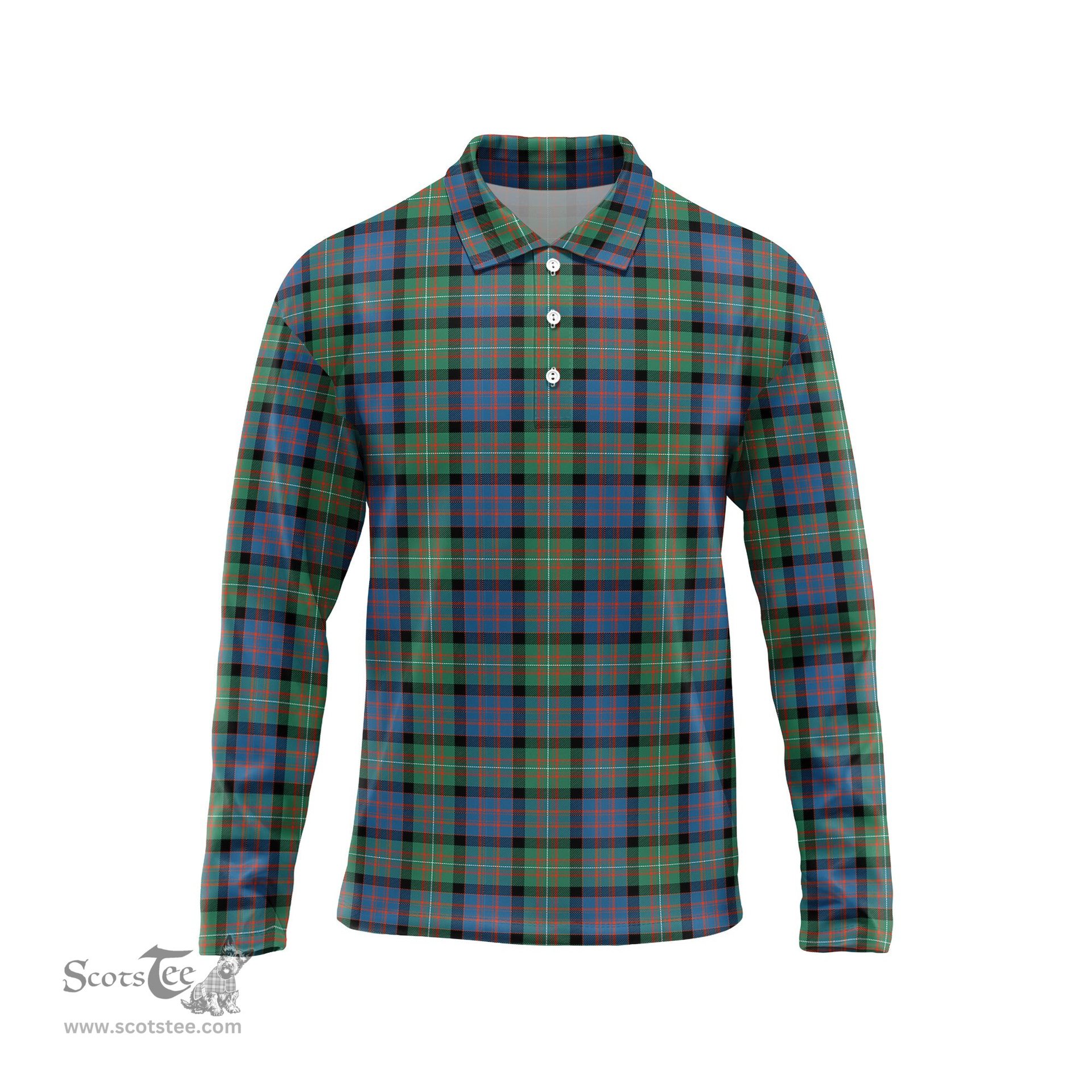 Scottish MacDonell of Glengarry Ancient Tartan Long Sleeve Plaid Polo Shirt