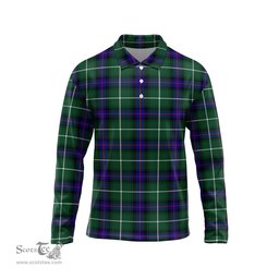 Scottish MacDonald of the Isles Hunting Modern Tartan Long Sleeve Plaid Polo Shirt