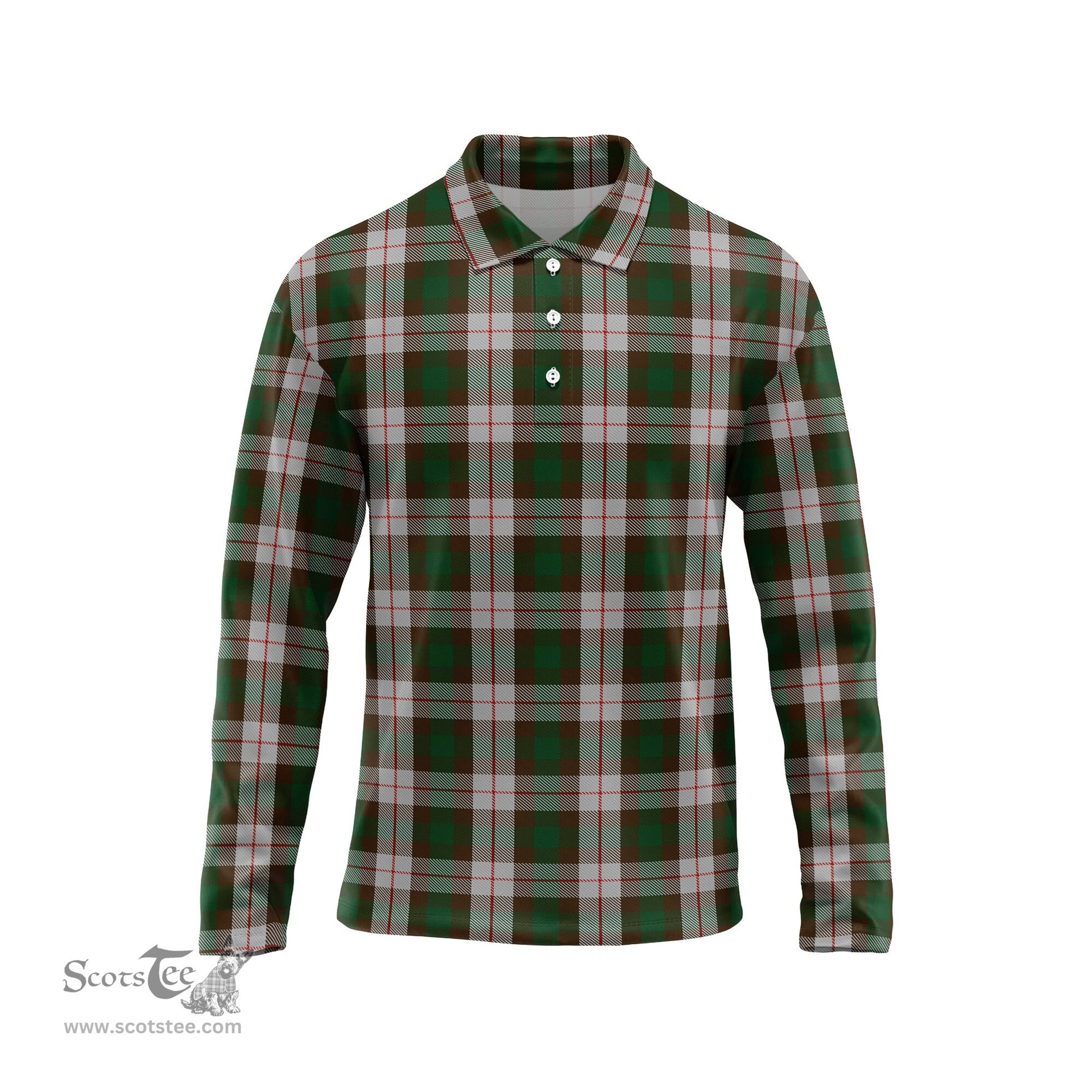 Scottish MacKinnon Dress Tartan Long Sleeve Plaid Polo Shirt