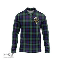 Scottish MacKenzie Hunting Green Clan Crest Tartan Polo Long Sleeve Plaid Polo Shirt