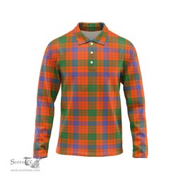 Scottish Ross Ancient Tartan Long Sleeve Plaid Polo Shirt