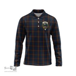Scottish MacLaine of Lochbuie Hunting Clan Crest Tartan Polo Long Sleeve Plaid Polo Shirt