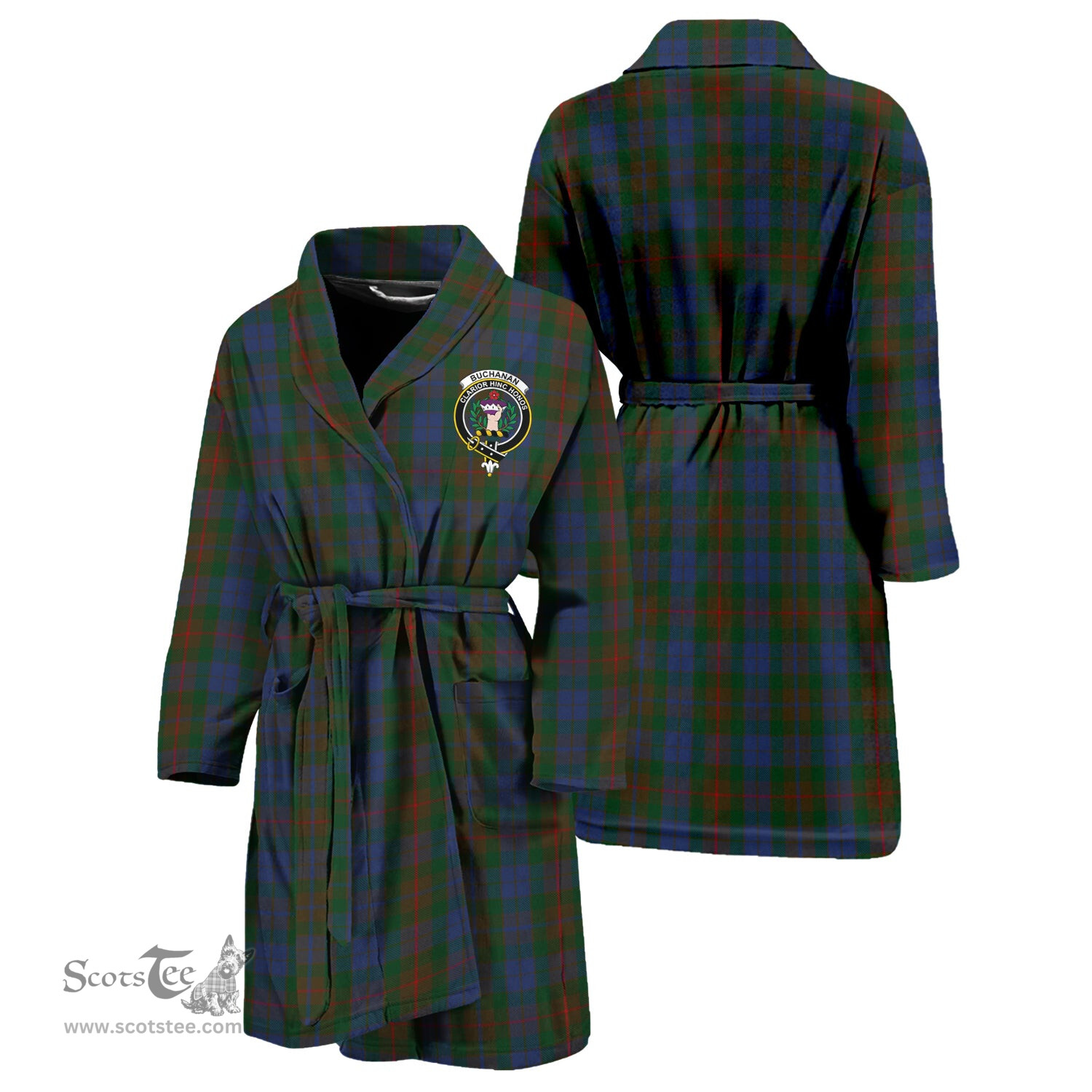 Scottish Buchanan Hunting Clan Family Crest Tartan Bathrobe