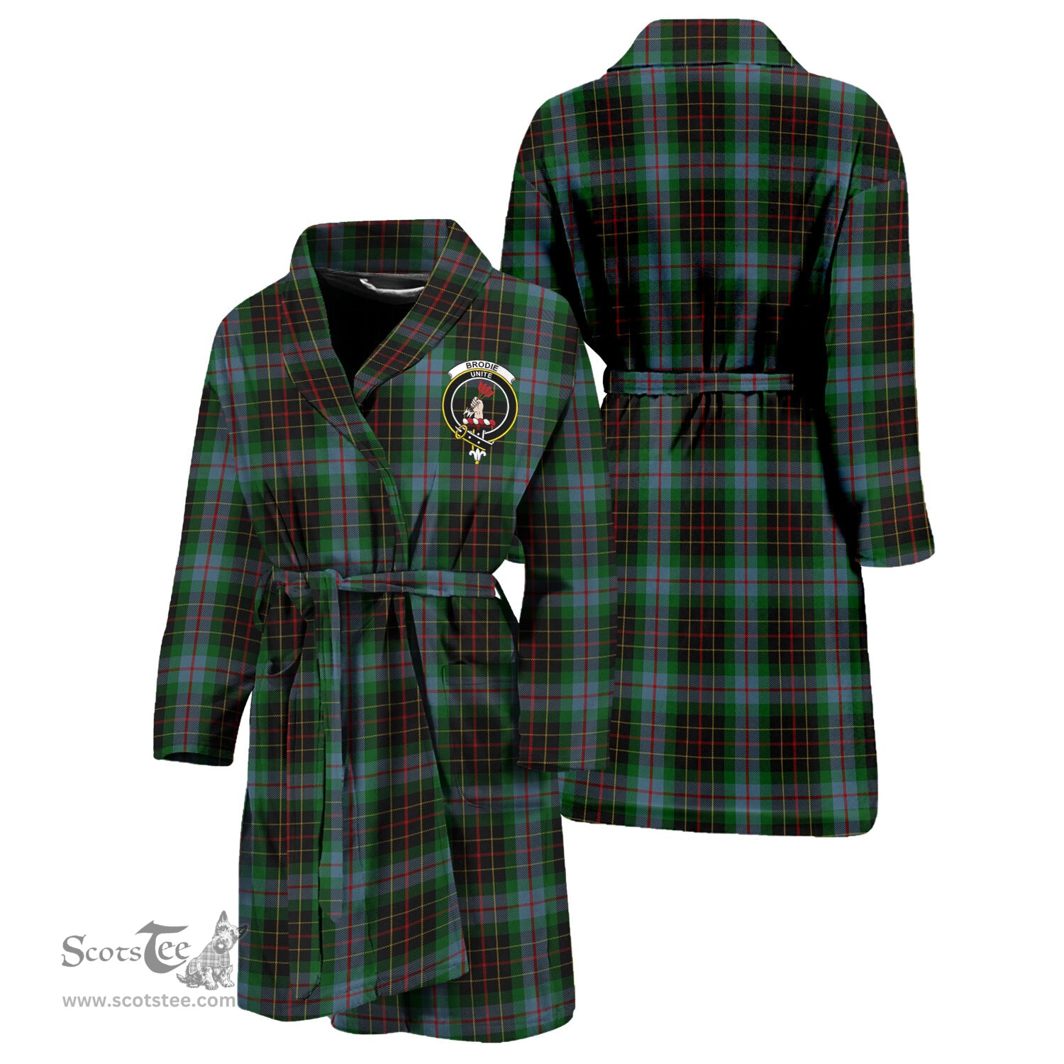 Scottish Brodie Hunting Clan Family Crest Tartan Bathrobe