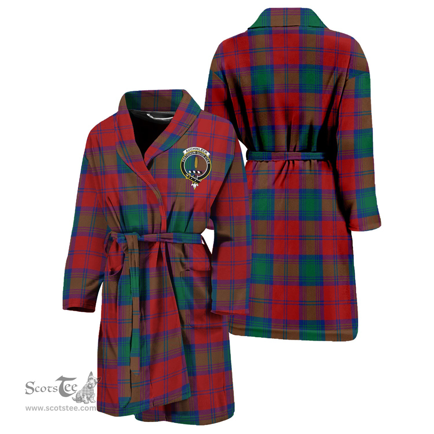 Scottish Auchinleck Clan Family Crest Tartan Bathrobe