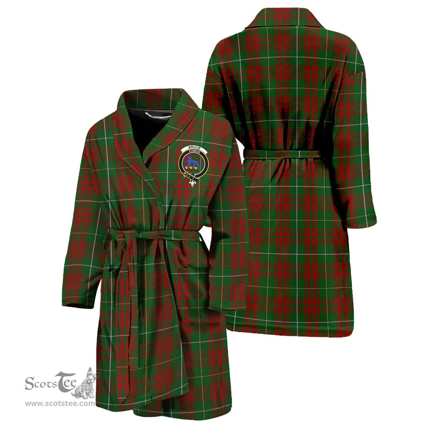 Scottish Bruce Hunting Clan Family Crest Tartan Bathrobe