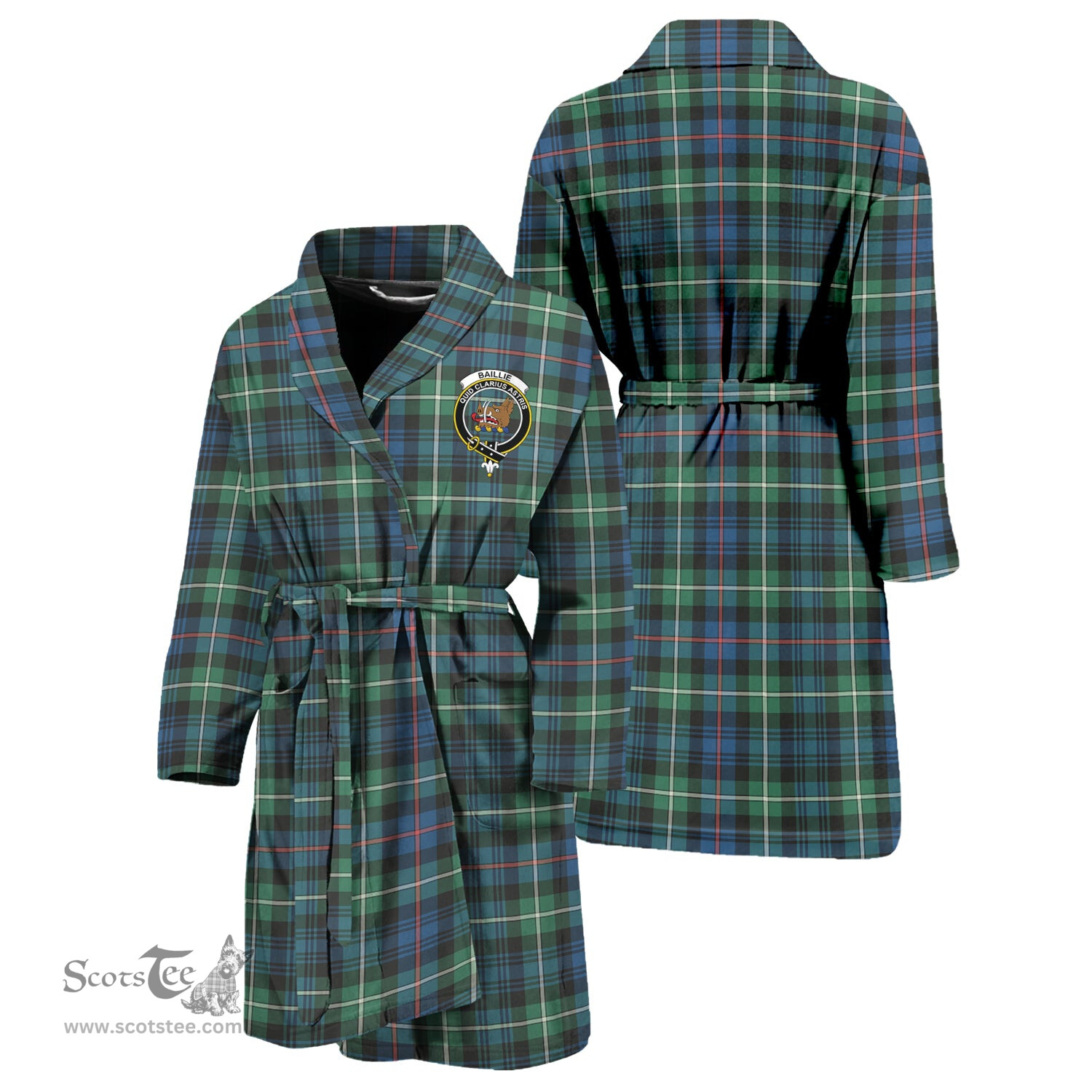 Scottish Baillie Ancient Clan Family Crest Tartan Bathrobe