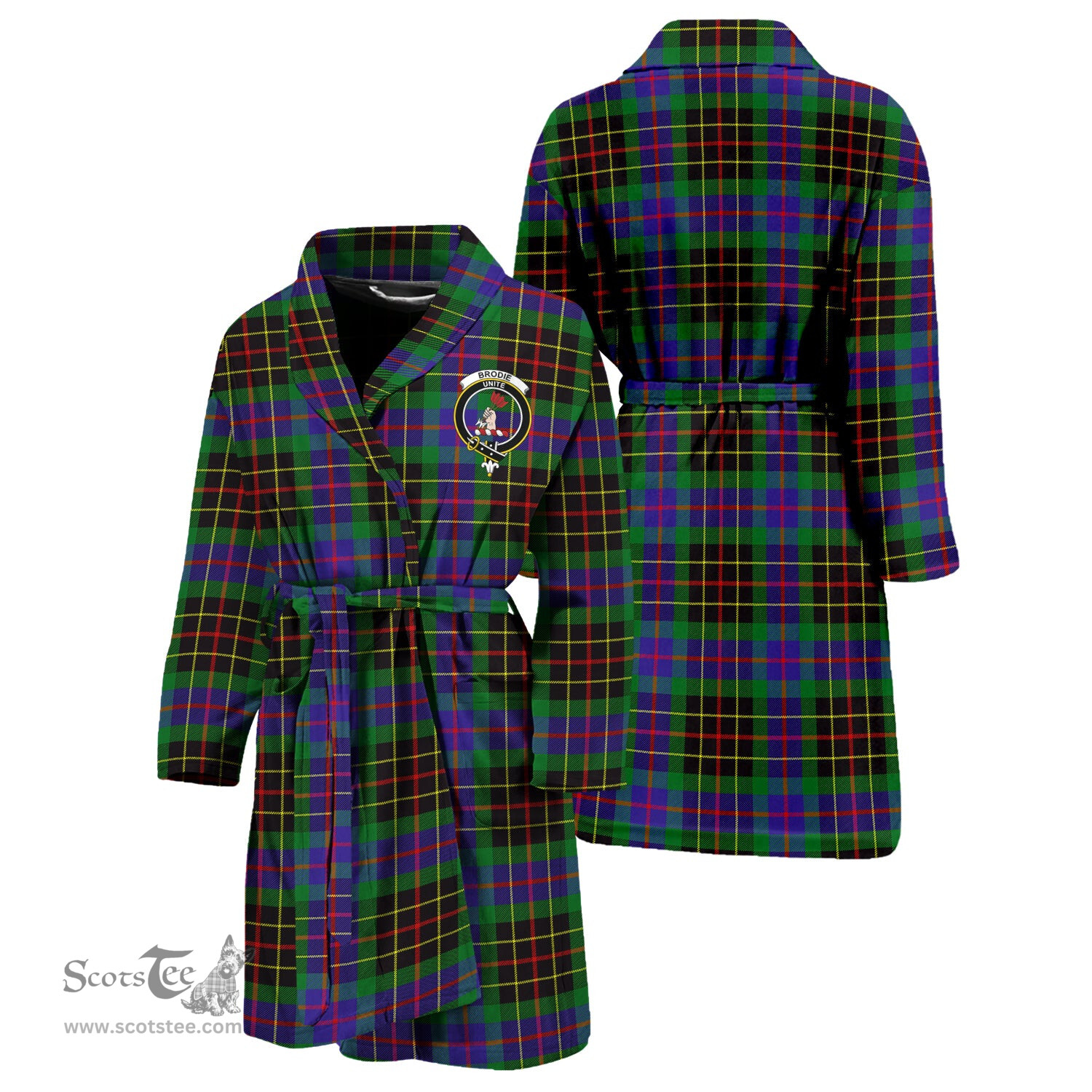 Scottish Brodie Hunting Modern Clan Family Crest Tartan Bathrobe
