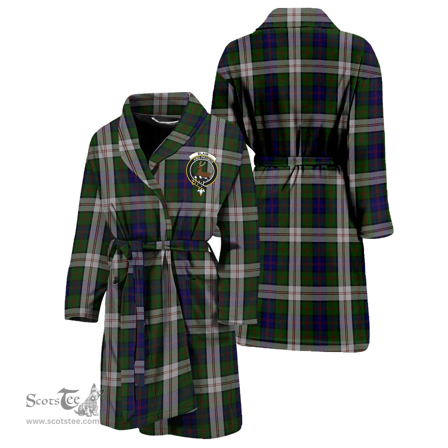 Scottish Blair Dress Clan Family Crest Tartan Bathrobe