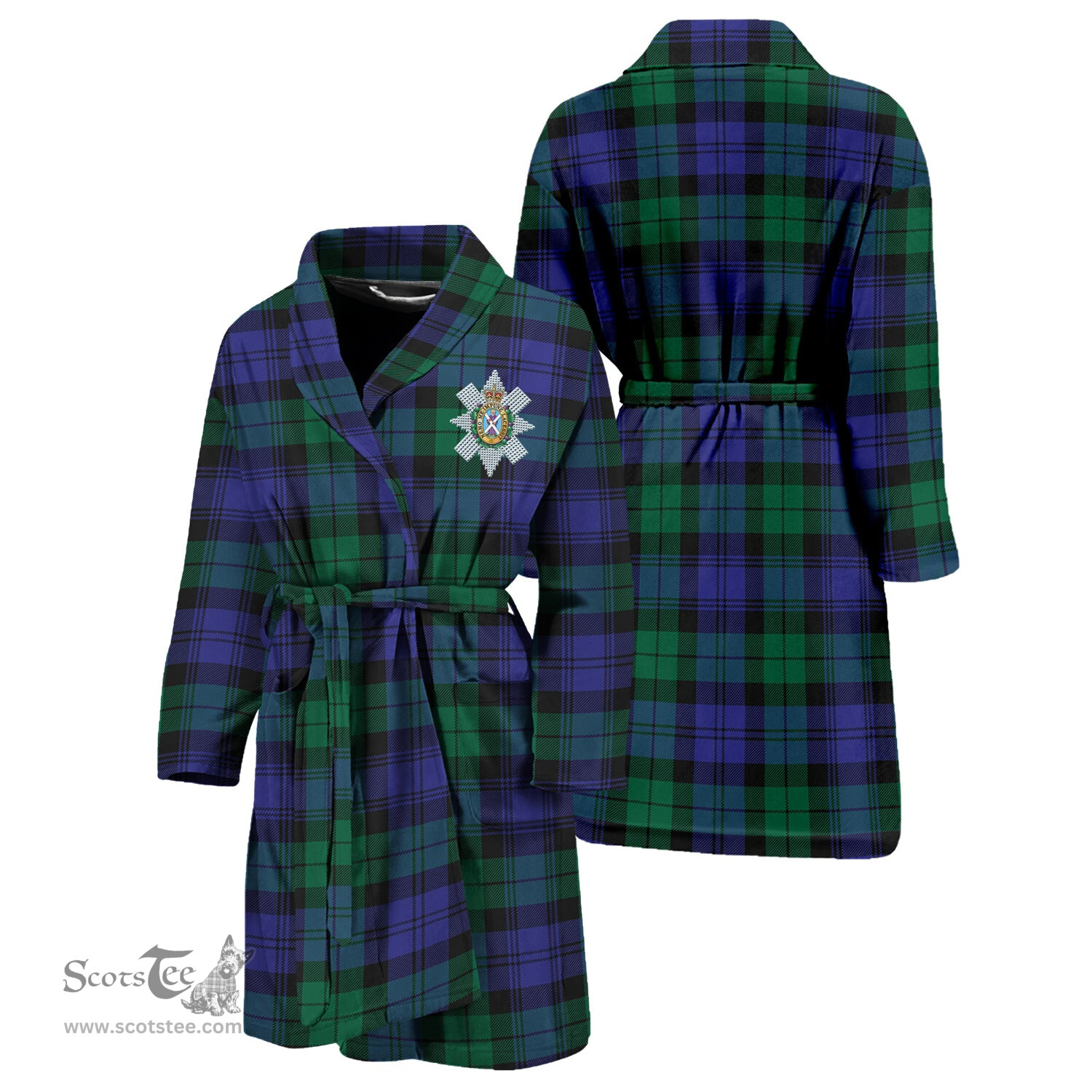 Scottish Black Watch Modern Clan Family Crest Tartan Bathrobe
