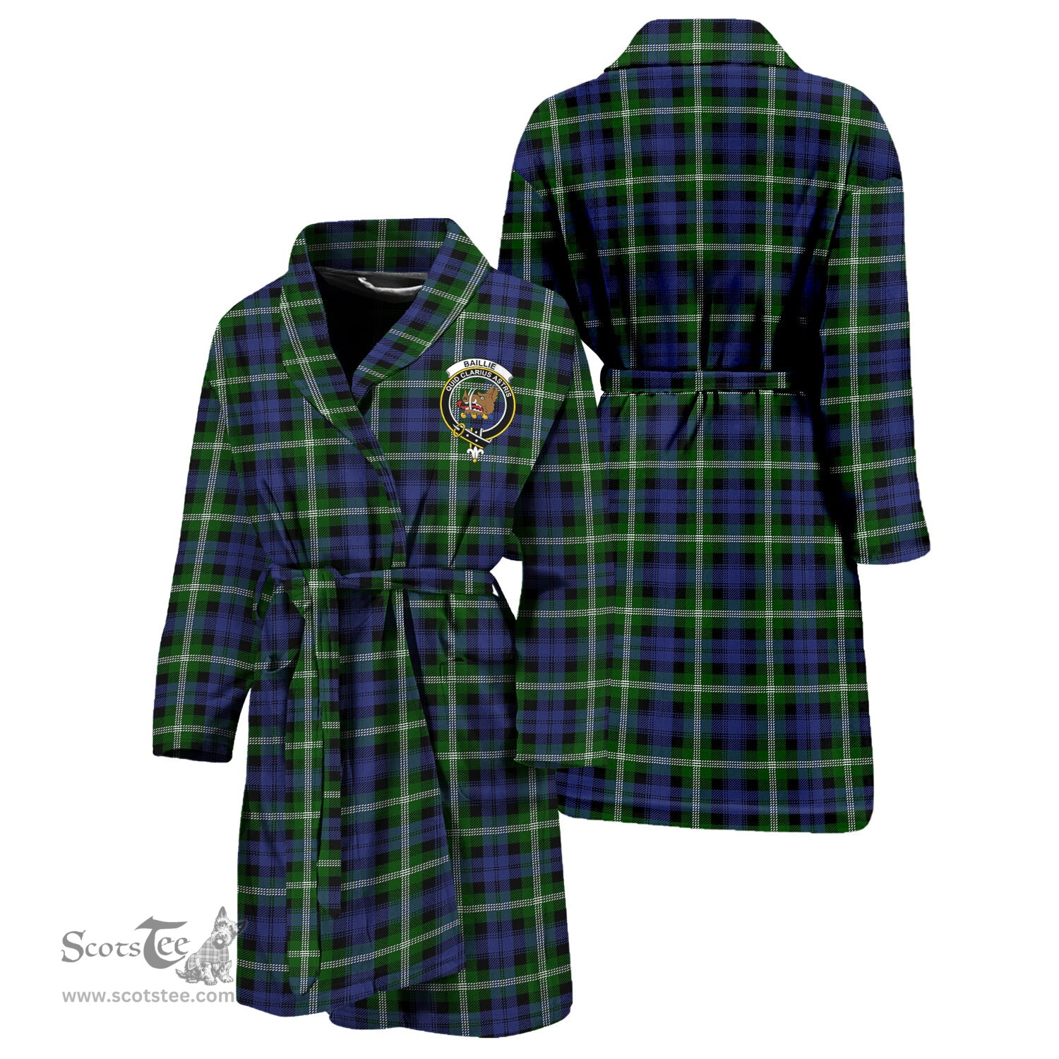 Scottish Baillie Modern Clan Family Crest Tartan Bathrobe