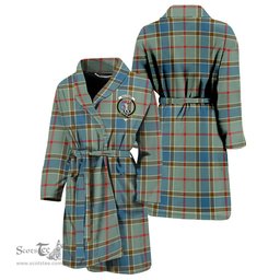 Scottish Balfour Blue Clan Family Crest Tartan Bathrobe