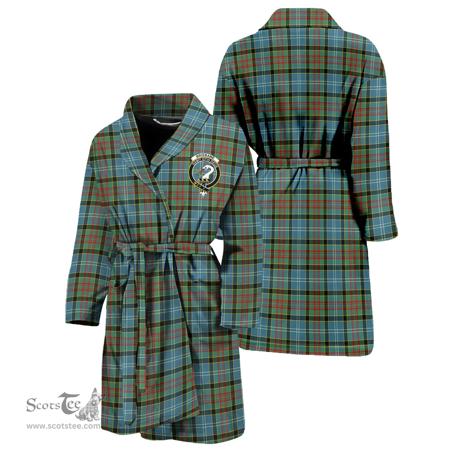 Scottish Brisbane modern Clan Family Crest Tartan Bathrobe