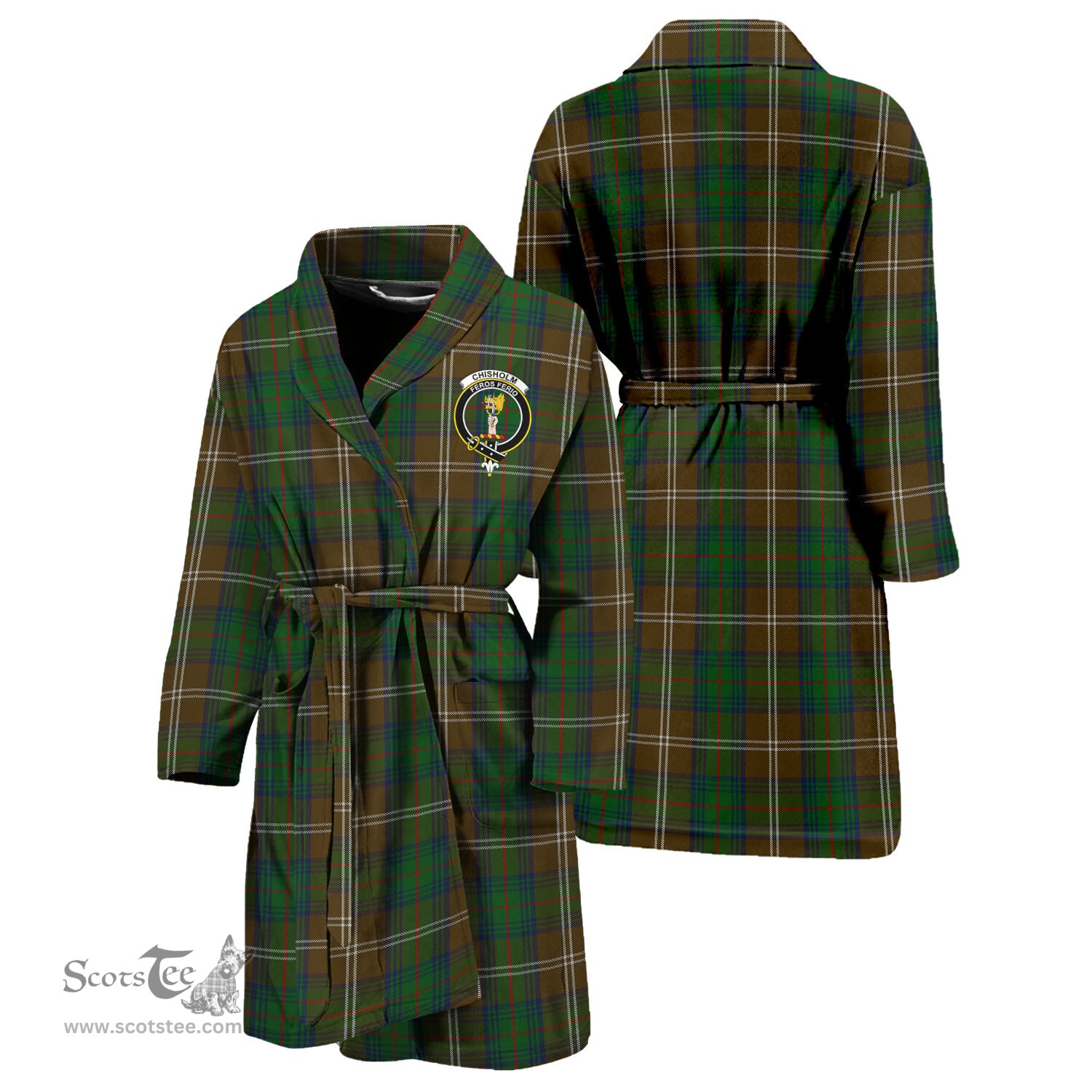 Scottish Chisholm Hunting Clan Family Crest Tartan Bathrobe