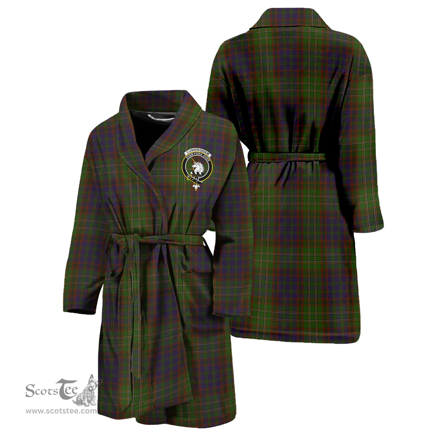 Scottish Cunningham Hunting Modern Clan Family Crest Tartan Bathrobe