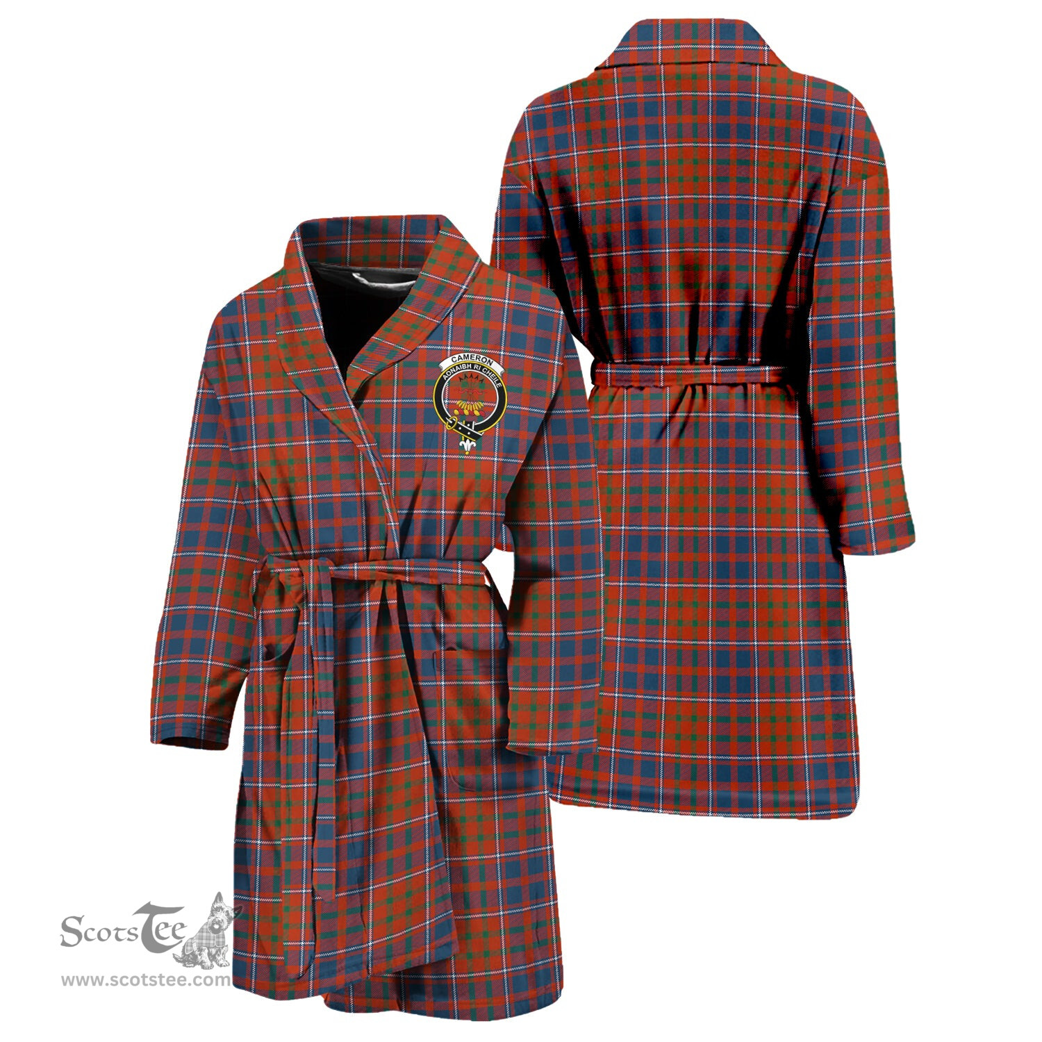 Scottish Cameron of Lochiel Ancient Clan Family Crest Tartan Bathrobe