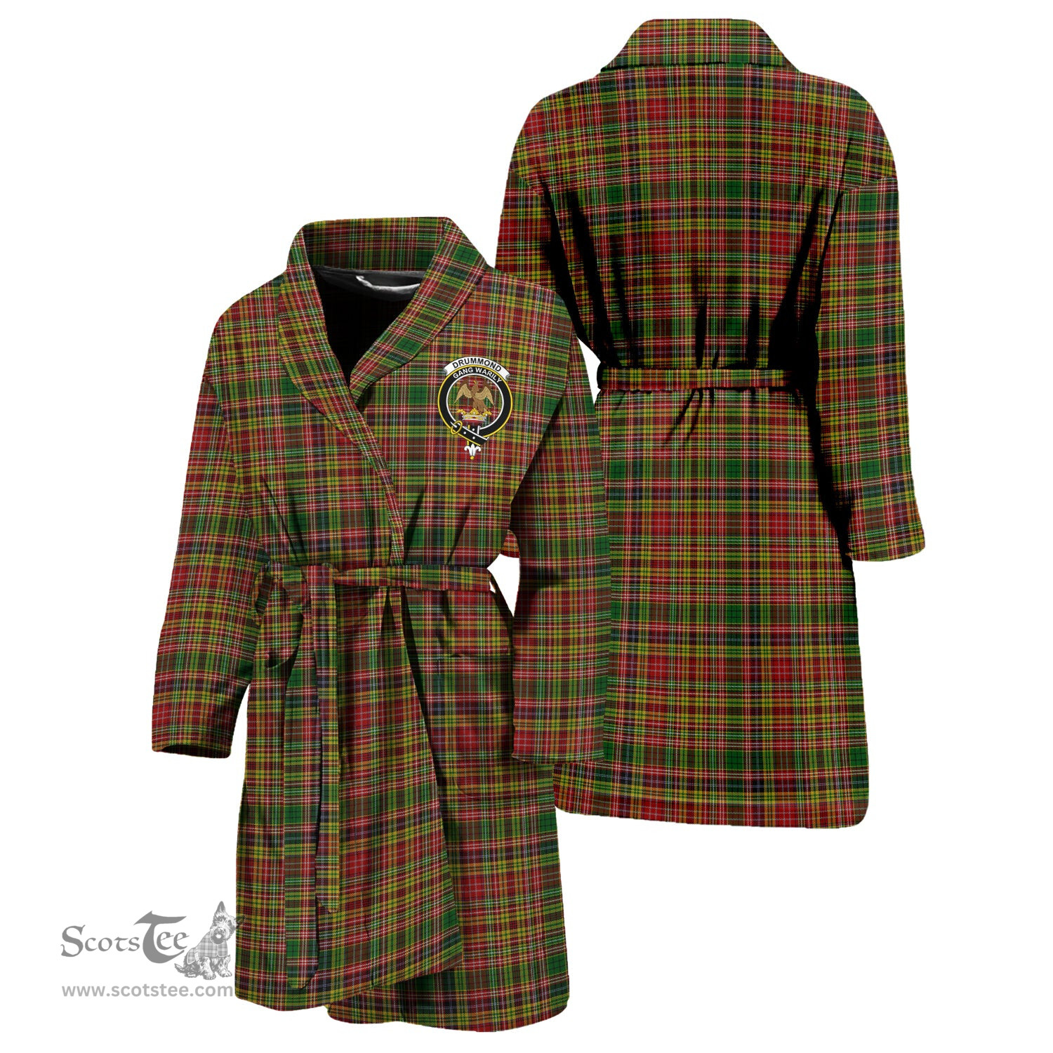 Scottish Drummond of Strathallan Clan Family Crest Tartan Bathrobe