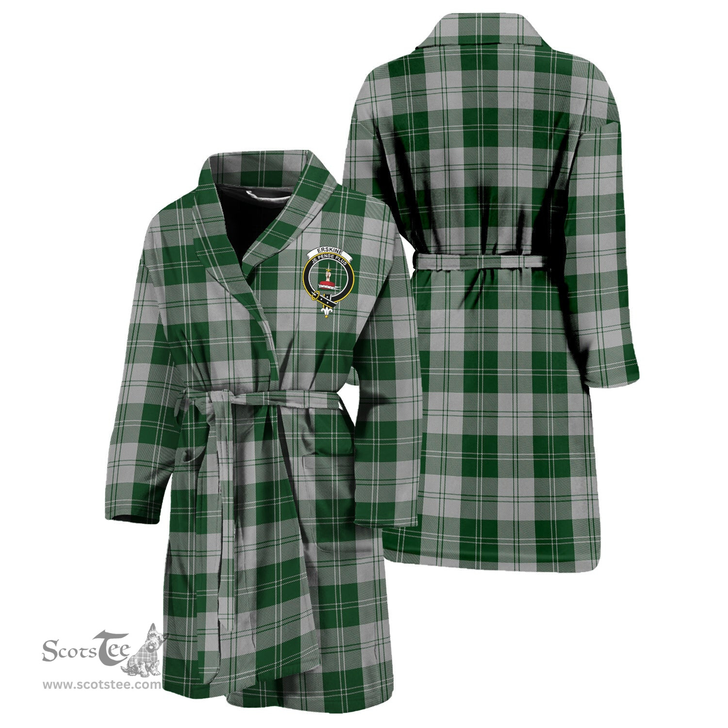 Scottish Erskine Green Clan Family Crest Tartan Bathrobe