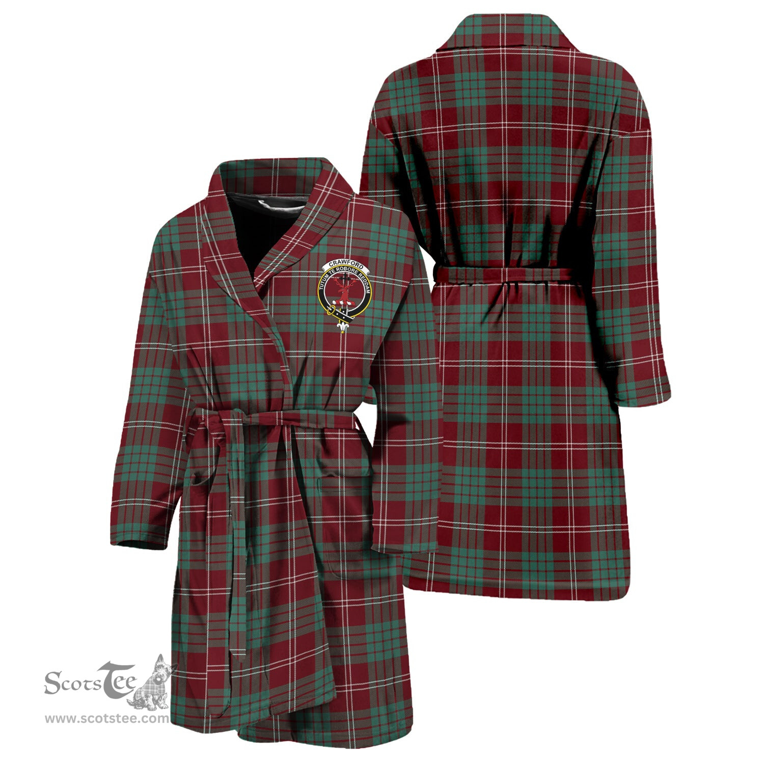 Scottish Crawford Modern Clan Family Crest Tartan Bathrobe