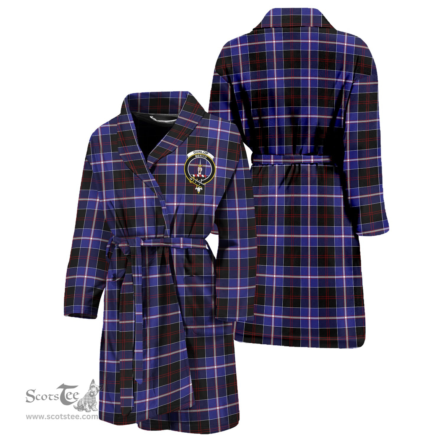 Scottish Dunlop Modern Clan Family Crest Tartan Bathrobe