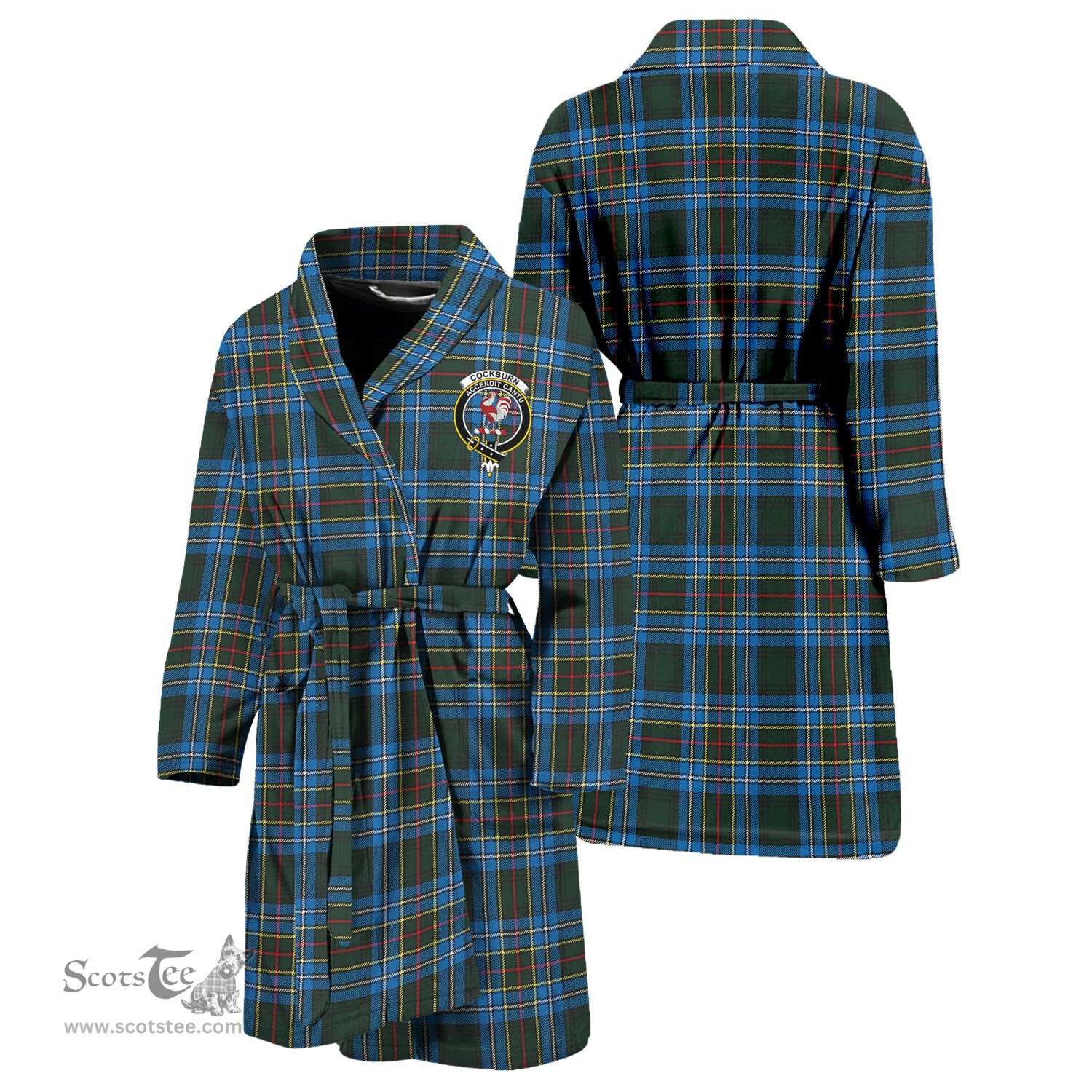 Scottish Cockburn Modern Clan Family Crest Tartan Bathrobe