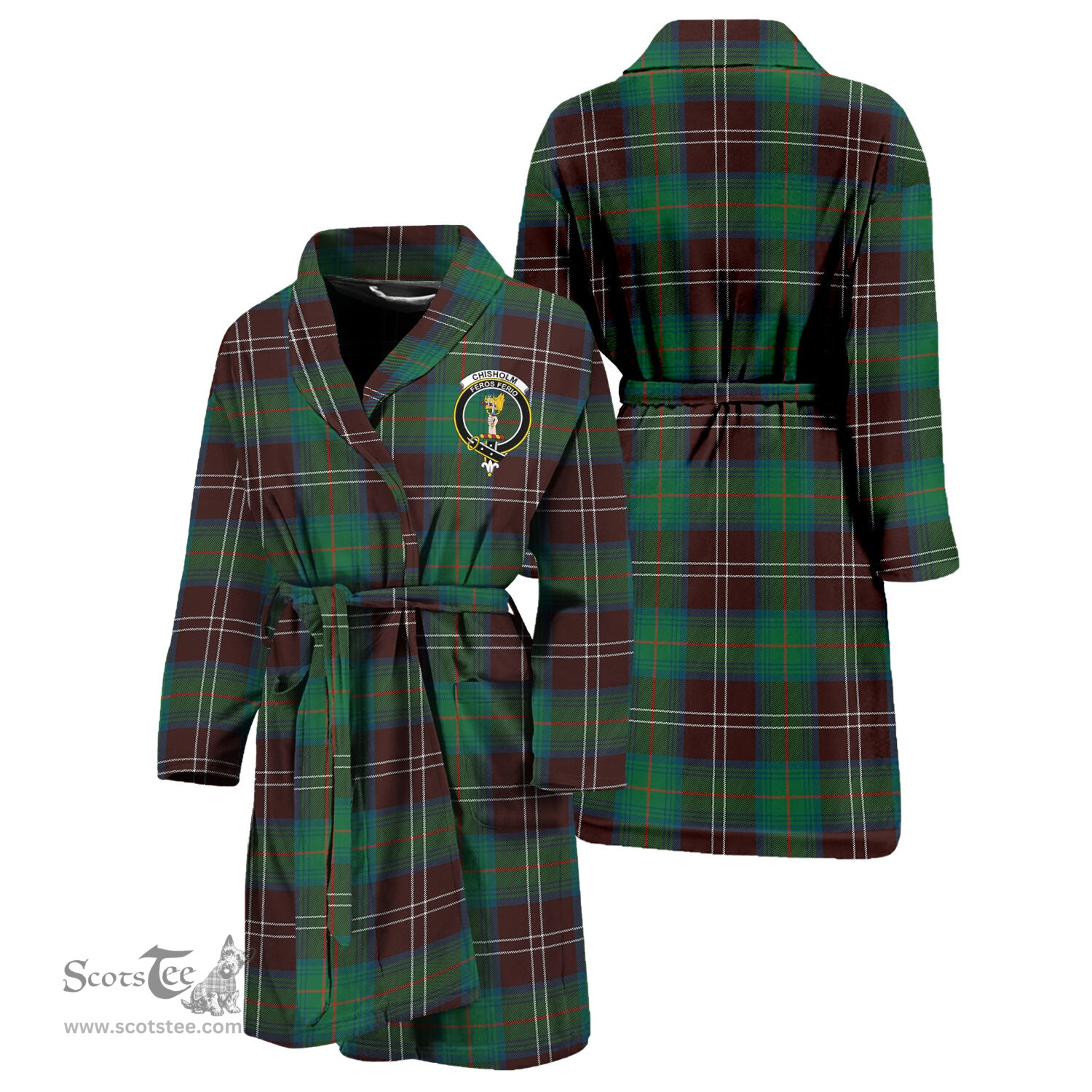 Scottish Chisholm Hunting Ancient Clan Family Crest Tartan Bathrobe
