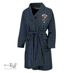 Scottish Cockburn Blue Clan Family Crest Tartan Bathrobe