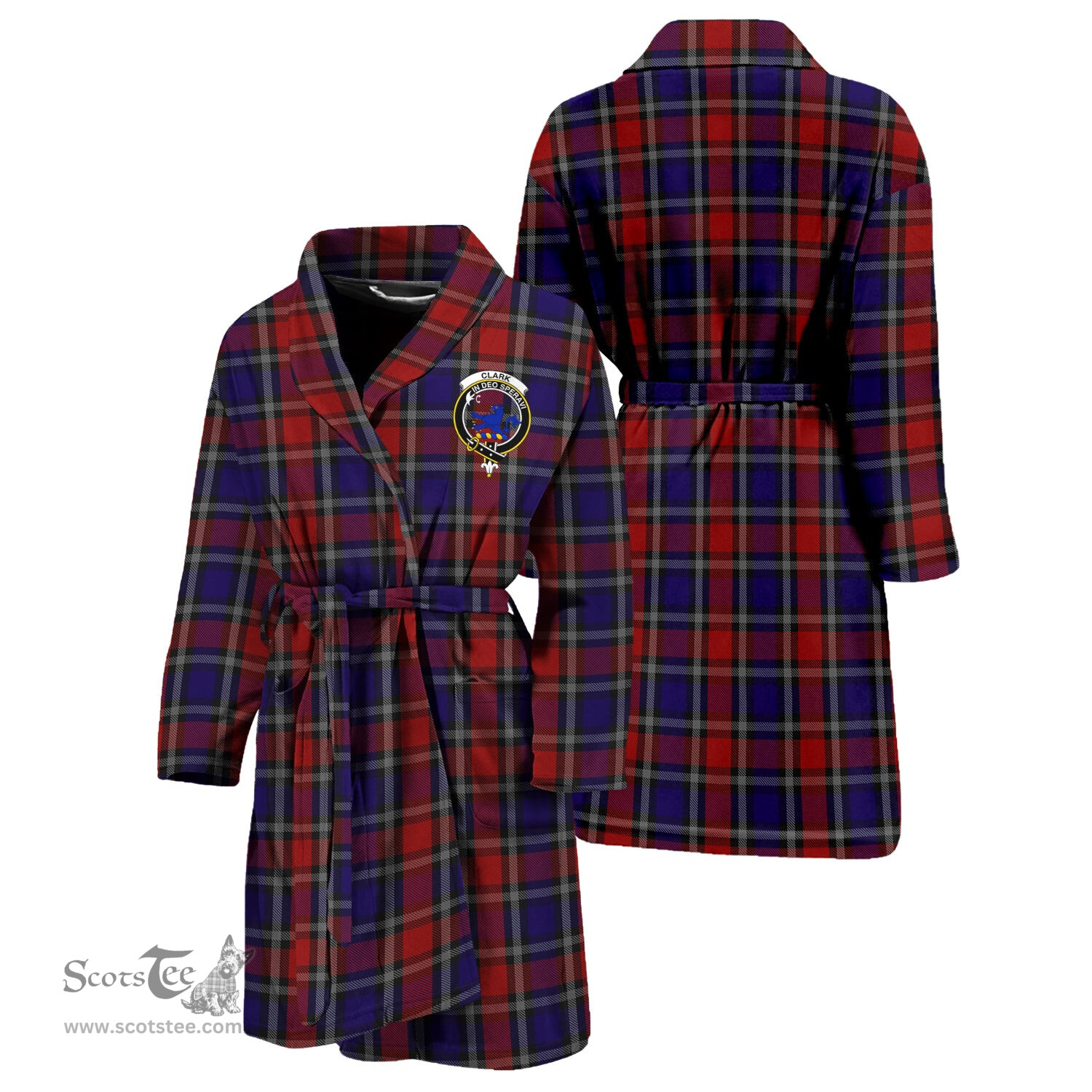 Scottish Clark (Lion) Red Clan Family Crest Tartan Bathrobe
