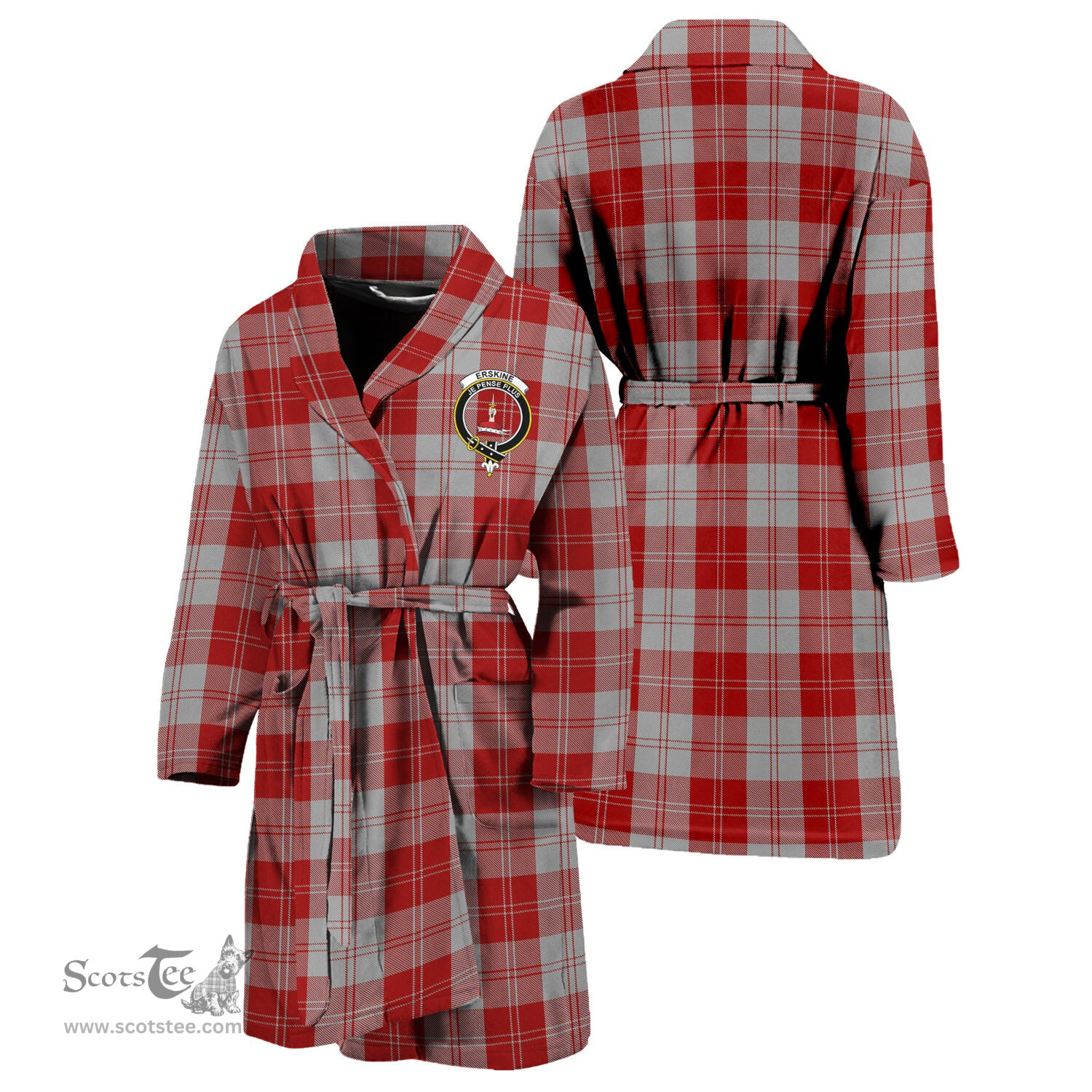 Scottish Erskine Red Clan Family Crest Tartan Bathrobe