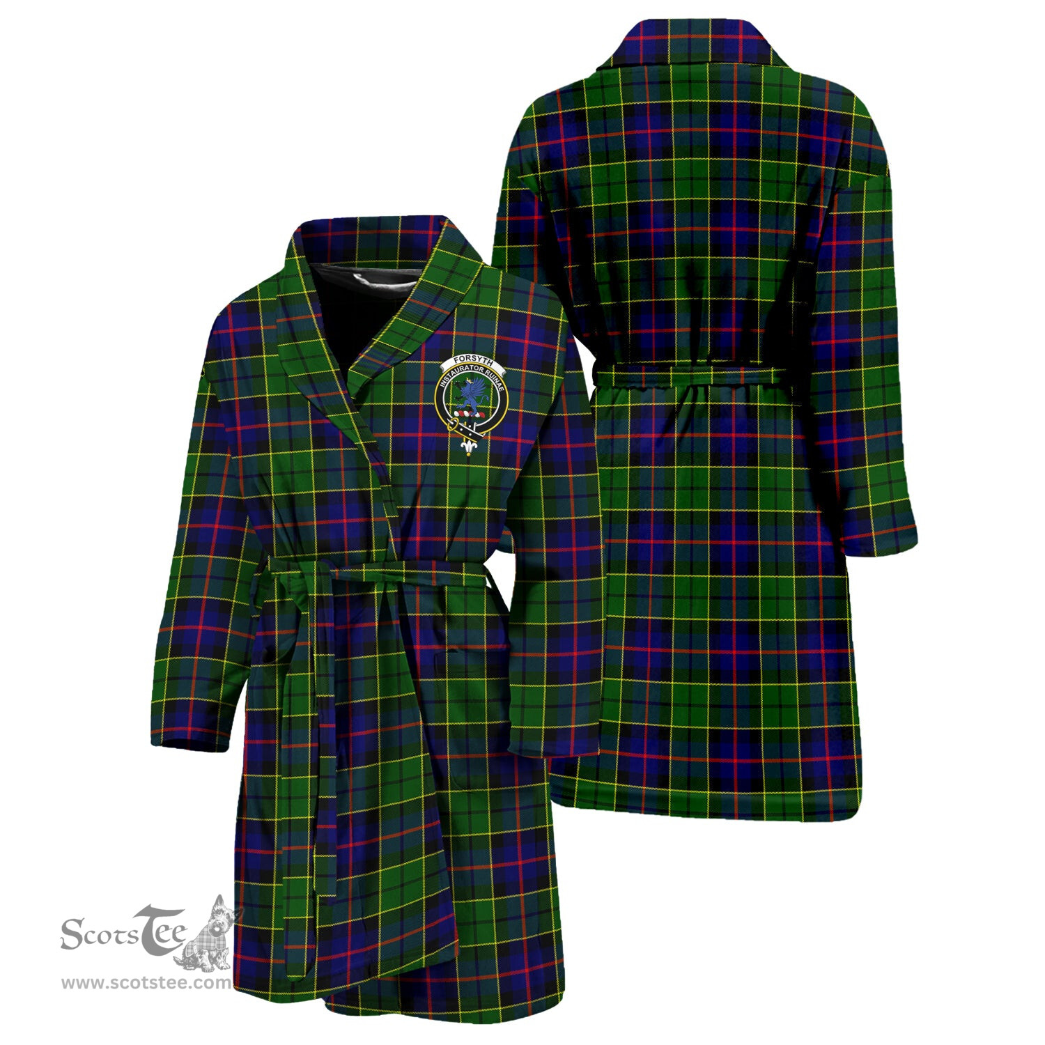 Scottish Forsyth Modern Clan Family Crest Tartan Bathrobe