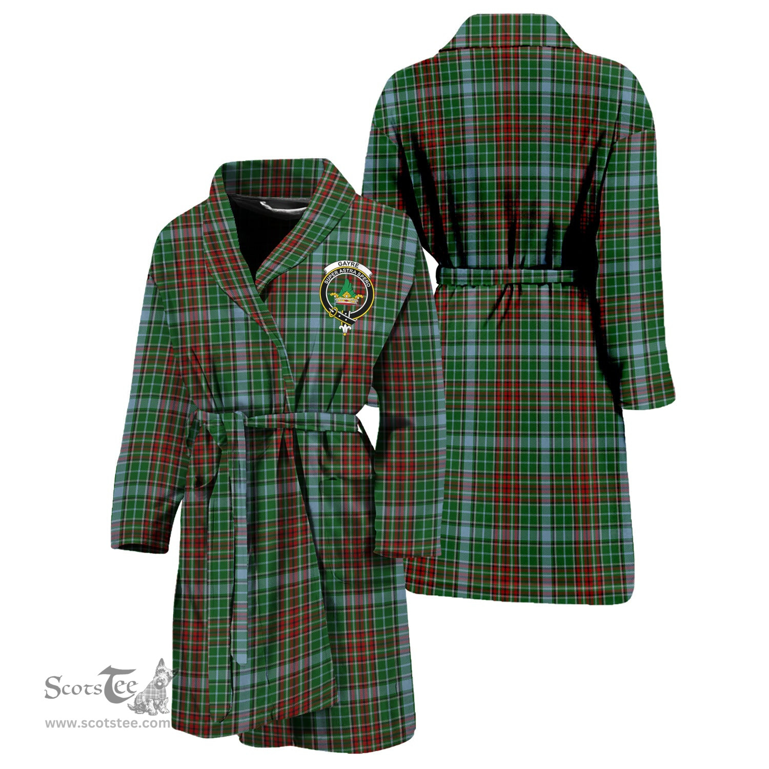 Scottish Gayre Clan Family Crest Tartan Bathrobe