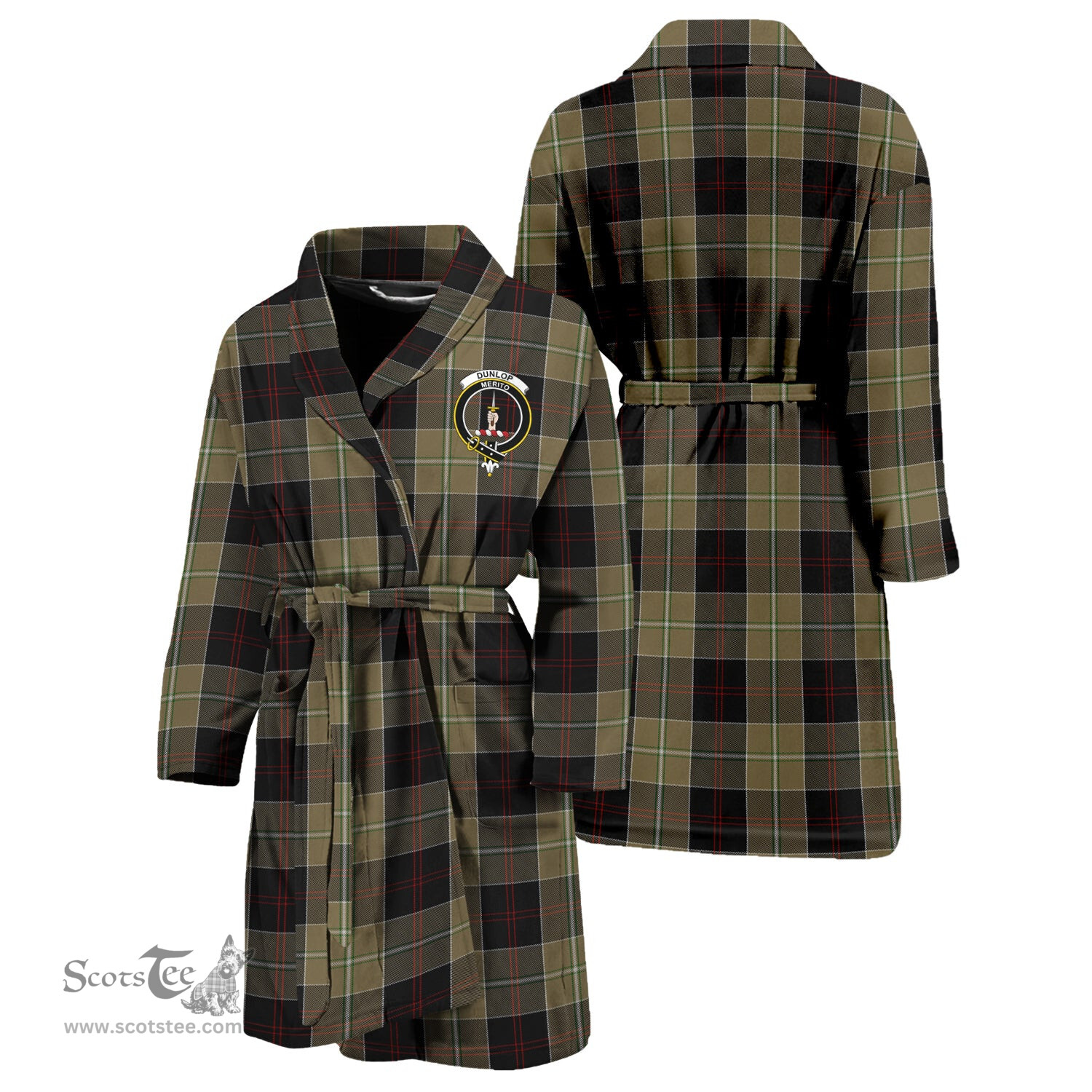 Scottish Dunlop Hunting Clan Family Crest Tartan Bathrobe